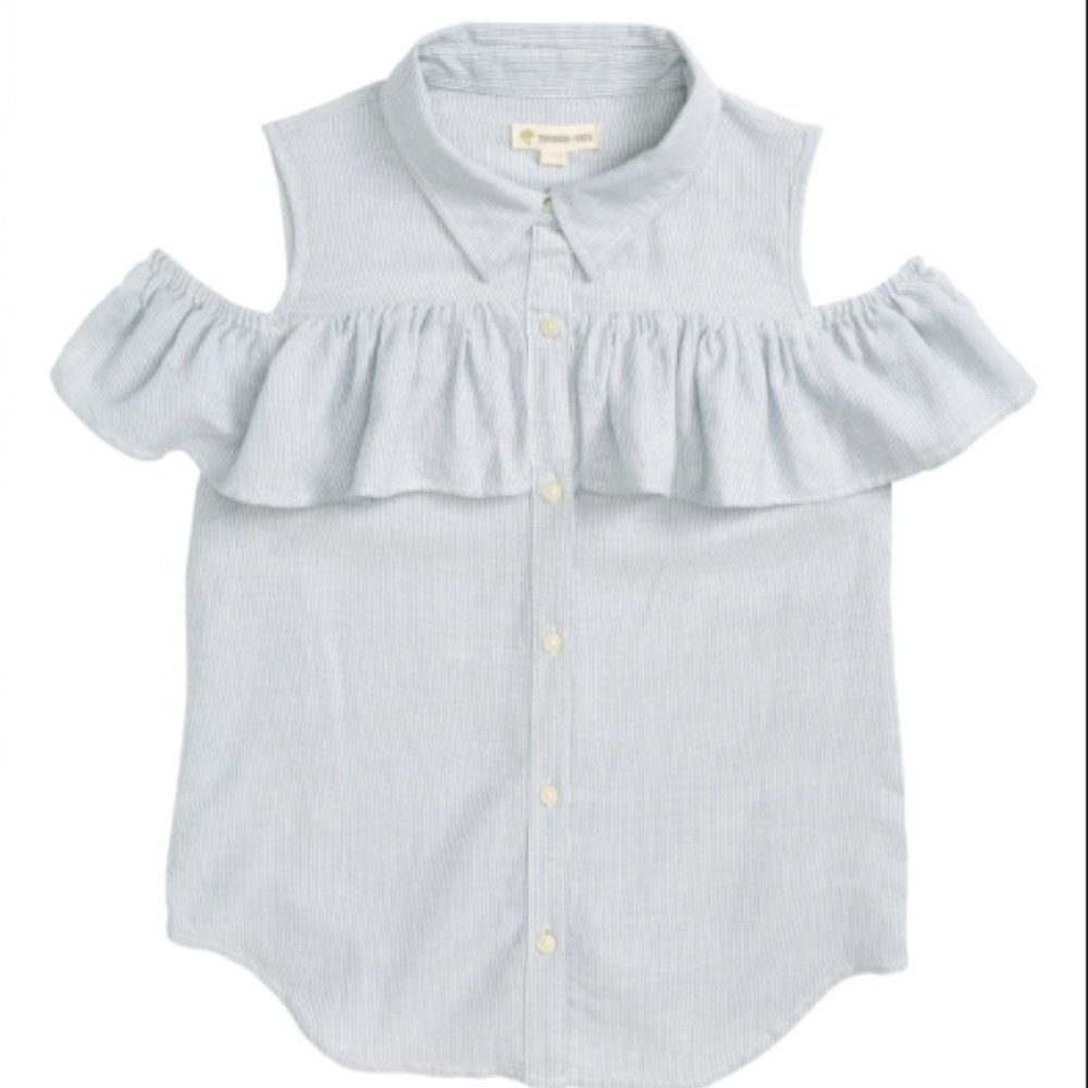 Tucker + Tate Off the shoulder button up shirt